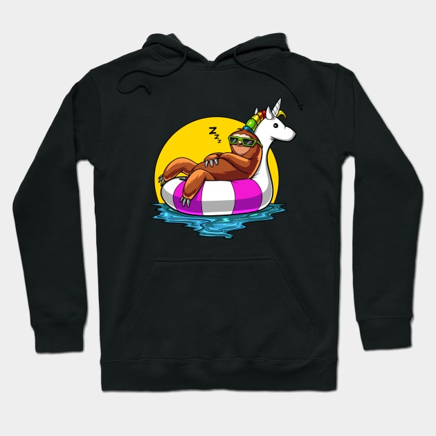 Sloth Riding Unicorn Float Hoodie by underheaven